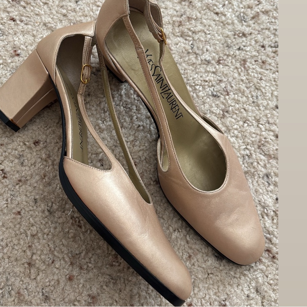Ysl Women's Beige Block Heels